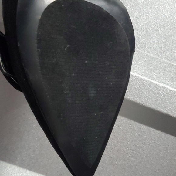 Nine West Shoes womens Size 7-1/2 7.5 Black Suede Like Slingback Pumps Buckle - Picture 4 of 5